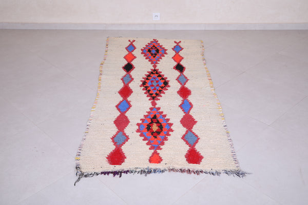 Vintage handmade colorful runner rug – 3.2 x 6.8 FT, vibrant geometric design