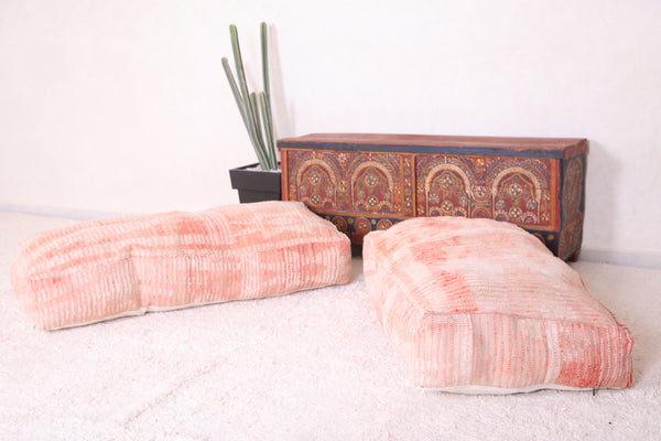 Set of Two Handmade Azilal Poufs – Moroccan Berber Ottoman Rugs