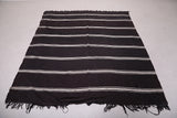 Flatwoven berber moroccan black rug,  6.2 FT X 6.3 FT