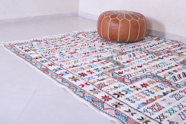 Flatwoven colorful Berber patterned Moroccan rug