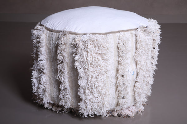 Berber kilim handmade round rug pouf | Artisan craft with geometric style