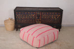 handmade Moroccan flatwoven pink rug pouf