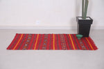 Red Moroccan kilim rug 2.9 FT X 5 FT
