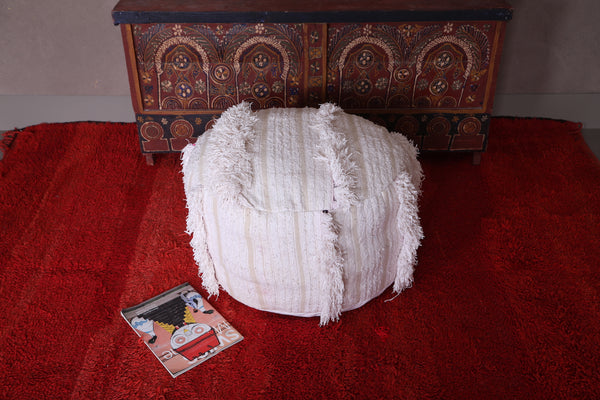 Round berber handmade moroccan kilim pouf
