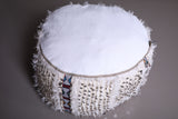 Round moroccan berber handwoven kilim pouf