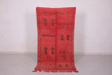 Red Runner berber moroccan rug 3.5 FT X 7.1 FT