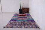 Runner colorful moroccan boucherouite rug 4 FT X 9.9 FT