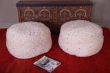 Two handmade Round moroccan kilim woven poufs