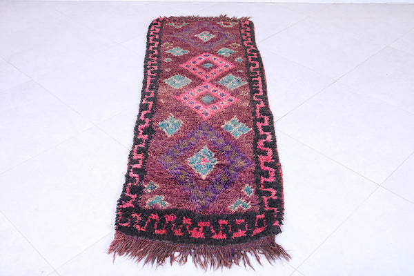 Handwoven Moroccan Rug 2.1 x 6.4 ft | Deep Tones and Geometric Charm