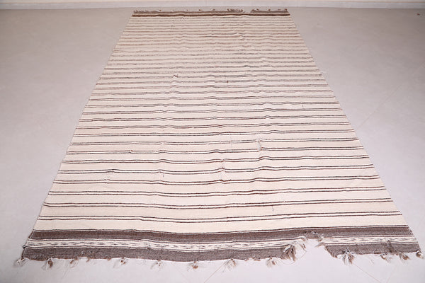 Runner Flatwoven Moroccan Berber Rug – 6.4 FT X 10.9 FT | Minimalist Vintage Design