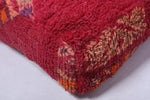 Moroccan handmade rug red berber old pouf