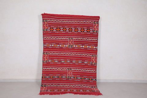 Moroccan rug red 4.4 FT X 7.1 FT