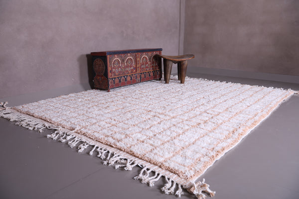 Custom orange checkered Moroccan rug – Handmade wool carpet