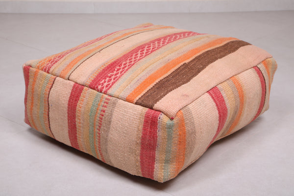 Handmade Moroccan ottoman old rug pouf – Unique vintage pouf