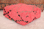 Handmade red berber old azilal rug Pouf