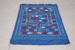 Handmade Moroccan rug blue 3.2 FT X 4.7 FT