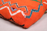 Orange handmade berber azilal rug Pouf