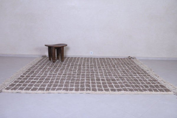 Grey checkered custom size moroccan rug – Handmade geometric design