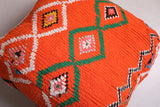 Orange handmade berber azilal rug Pouf