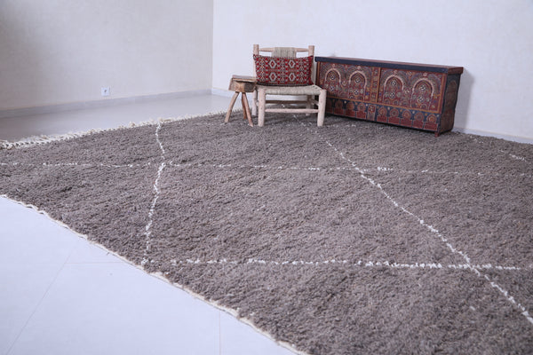 Handmade grey Moroccan rug – White striped custom design