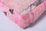 Berber handmade moroccan pink rug pouf