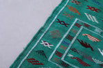 Green moroccan handwoven kilim 3 FT X 4.6 FT