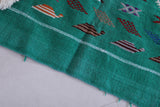 Green moroccan handwoven kilim 3 FT X 4.6 FT