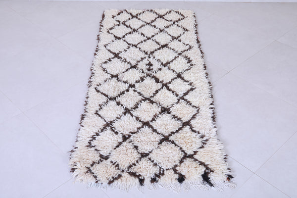 Moroccan runner rug – Hand-knotted beni ourain design 2.4 x 5.8 FT