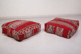 Two berber handmade Moroccan vintage rug Kilim Poufs