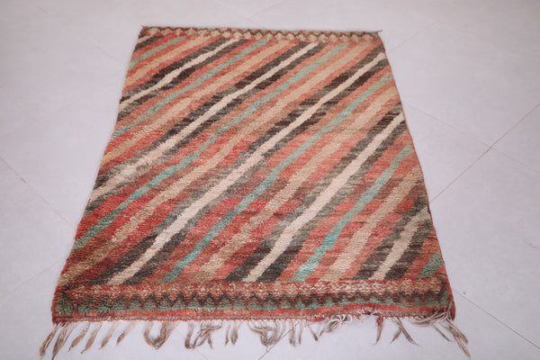 All-wool vintage colorful berber rug – Handmade Moroccan carpet