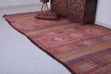 Vintage moroccanm runner flatwoven rug  5.3 FT X 12.8 FT