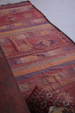 Vintage moroccanm runner flatwoven rug  5.3 FT X 12.8 FT