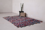 Vintage boucherouite berber moroccan rug 5.4 FT X 6.5 FT