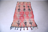 Red vintage handmade moroccan rug 3.8 FT X 7.7 FT