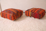 Two Moroccan handmade Kilim berber rug Poufs