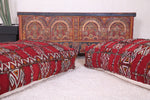 Two moroccan handmade berber rug long pouf ottoman