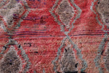 Red vintage handmade moroccan rug 3.8 FT X 7.7 FT