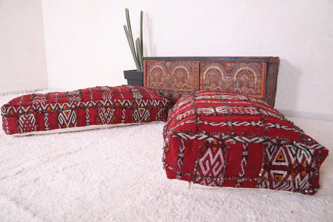 Two moroccan handmade berber rug long pouf ottoman