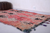Red vintage handmade moroccan rug 3.8 FT X 7.7 FT