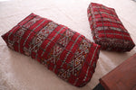 Two moroccan handmade berber rug long pouf ottoman