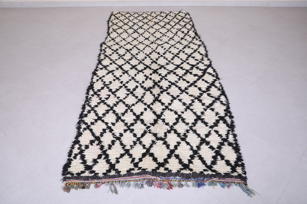 Vintage Moroccan wool runner rug – 3.6 x 8.5 ft | Handmade berber carpet