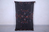 Vintage handwoven berber black fabric 3.7 FT X 6.5 FT