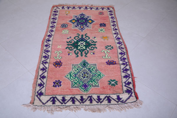 Vintage handmade moroccan rug 3 FT X 5.3 FT