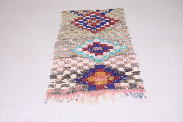 Small carpet handmade boucherouite rug  2.7 FT X 5.5 FT