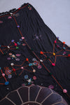 Vintage handwoven berber black fabric 3.7 FT X 6.5 FT