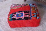 Moroccan handmade berber red azilal pouf