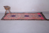 Pink handmade moroccan runner rug  2.9 FT X 6.8 FT