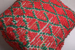 Red handmade berber rug azilal Pouf