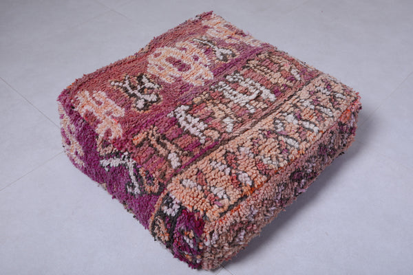 Berber handmade Moroccan rug old pouf | Vintage artisan craft