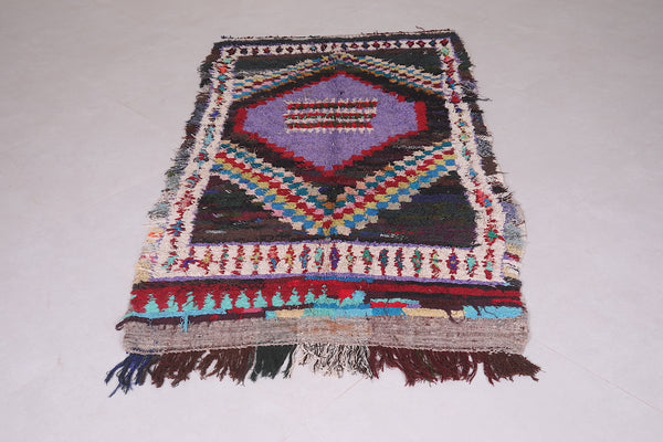3.8 FT x 6.9 FT colorful boucherouite Moroccan rug – Diamond pattern, handwoven